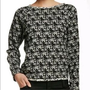 Alice + Olivia Marbled Tweed Sweater Black Cream Boxy Loose Fit Sz S С408022741